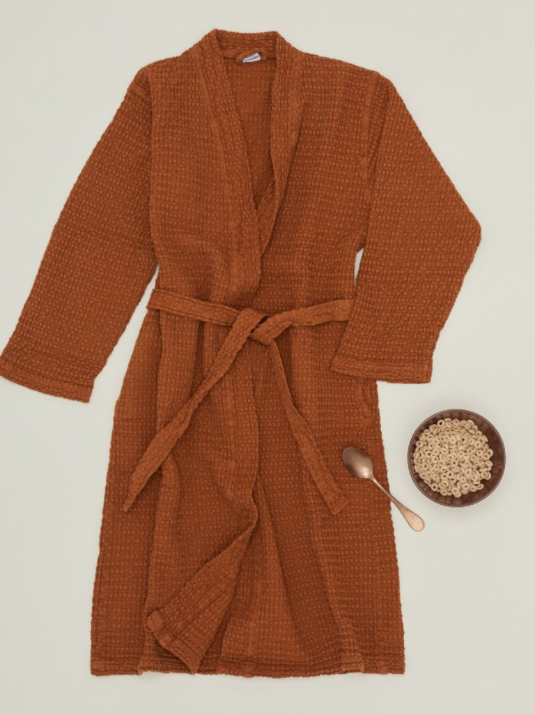 Hawkins Ny Simple Waffle Bathrobe Terracotta Small (No Tie) — image 4 of 4